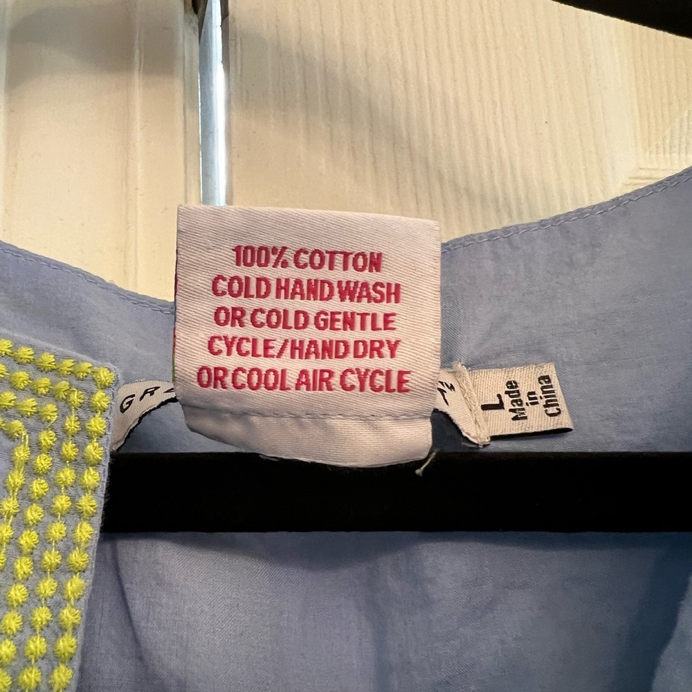 Gretchen Scott Designs Light Blue Dress w/Lime Embroidery, Good used condition - Picture 7 of 9